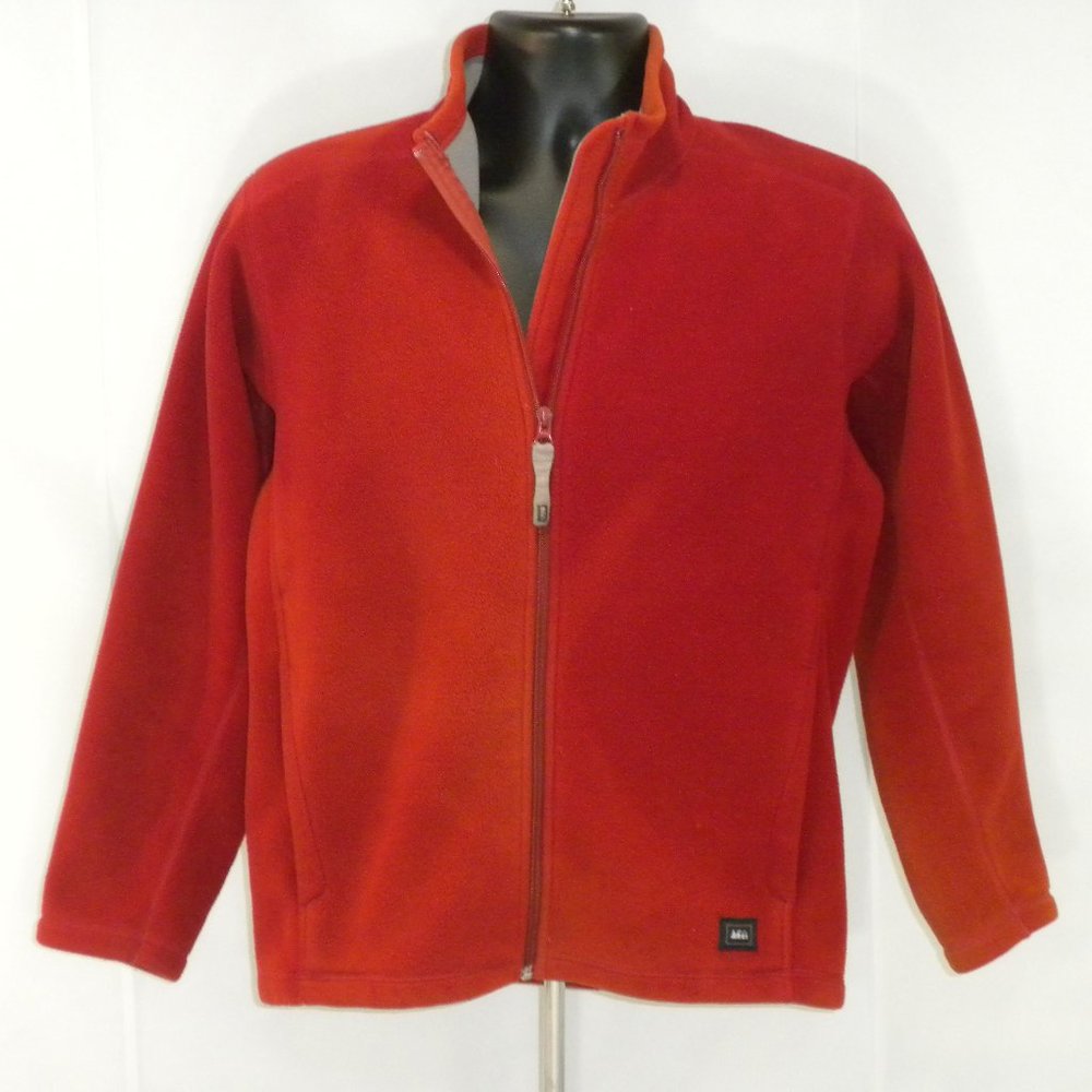 REI Youth Sweatshirt XL (16-18) Red Orange Tie-Dye Sun Bleach Fleece Full‎ Zip